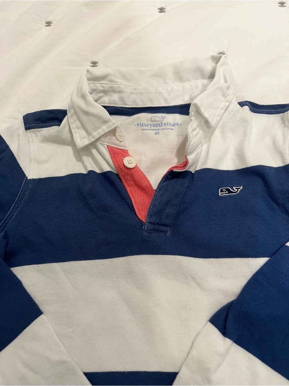 Vineyard Vines Boys Rugby Shirt 4T Navy White Stripe Long Sleeve